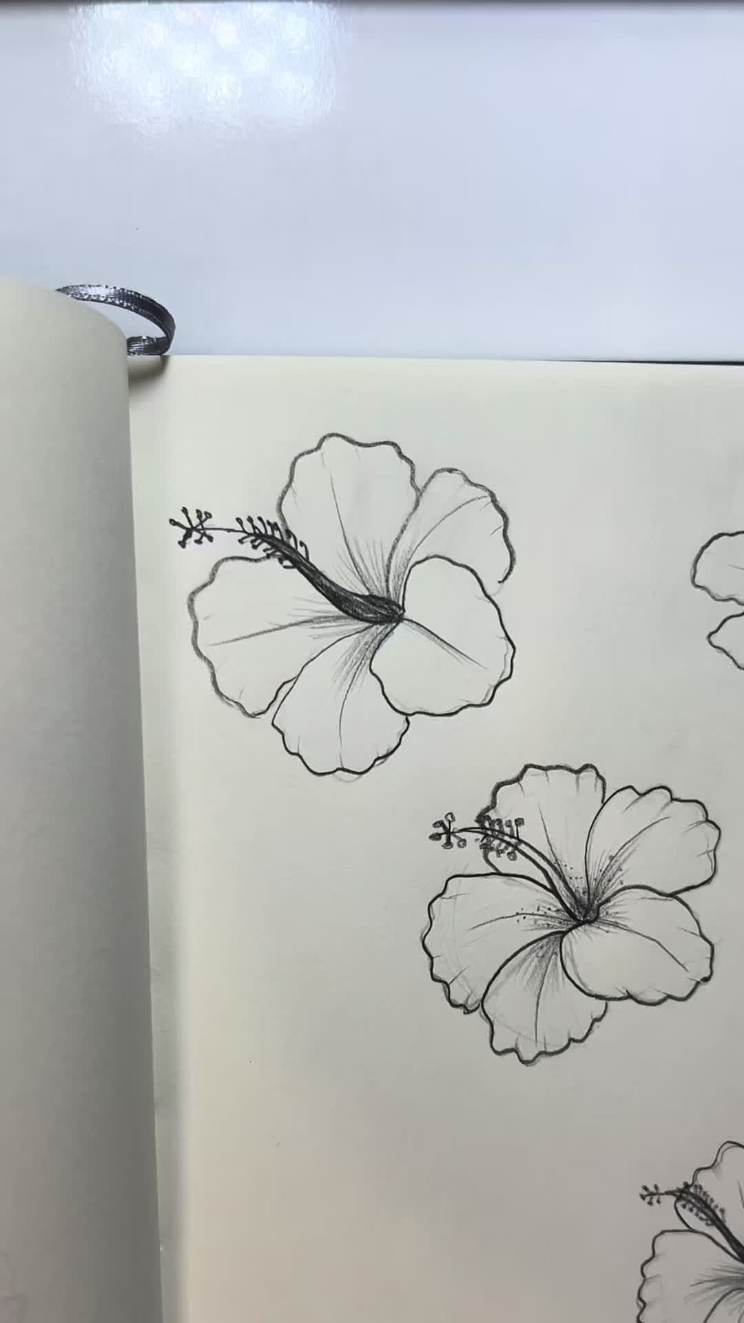 Easy hibiscus drawing tutorial 🌺